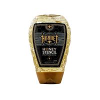 Transparente Flasche Honey Stencil mit schwarzem Etikett, 250 ml