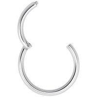 Silberner Hinged Segmentring aus Chirurgenstahl auf weißem Hintergrund