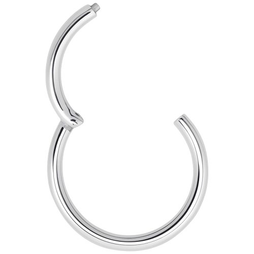 Silberner Hinged Segmentring aus Chirurgenstahl auf weißem Hintergrund