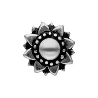 Silberne Sunflower Barbell aus Chirurgenstahl auf weißem Hintergrund
