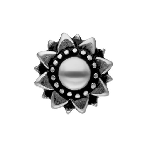 Silberne Sunflower Barbell aus Chirurgenstahl auf weißem Hintergrund