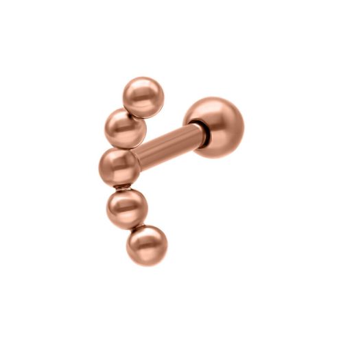 Roségoldener Ball Curve Earbarbell aus Titan auf weißem Hintergrund