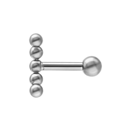 Silberner Titan Ohr Barbell mit Kugel auf weißem Hintergrund