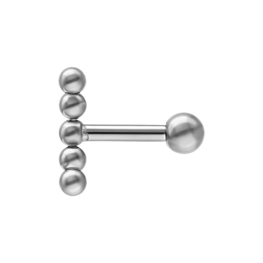 Silberner Titan Ohr Barbell mit Kugel auf weißem Hintergrund