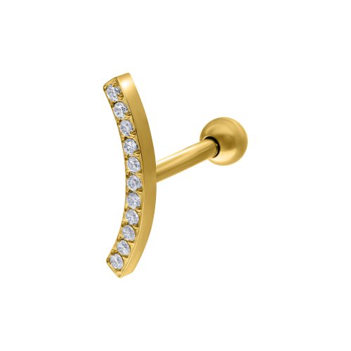 Goldenes Titan Earbarbell mit Kristallbogen auf weißem Hintergrund