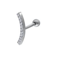 Silbernes Earbarbell mit klaren Kristallen auf weißem Hintergrund