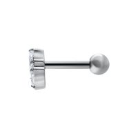 Silberner Ohr Barbell mit Kristall Lotus Design auf weißem Hintergrund