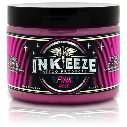 Pinkfarbene Tattoocreme von Ink Eeze, 180 ml, auf weißem Hintergrund
