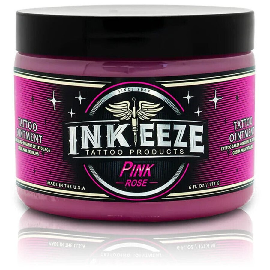 Pinkfarbene Tattoocreme von Ink Eeze, 180 ml, auf weißem Hintergrund