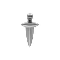 Silberner Piercingaufsatz in Dolchform auf weißem Hintergrund