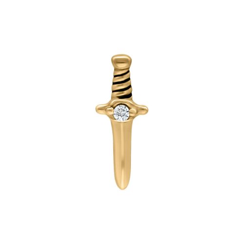 Goldener Dolchaufsatz mit kristallklarem Stein und 0,8 mm Gewinde