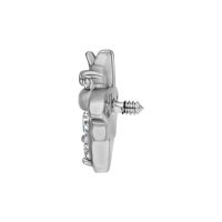 Silberner Bienenaufsatz aus Chirurgenstahl mit Kristallen, Gewindedurchmesser 0,8 mm