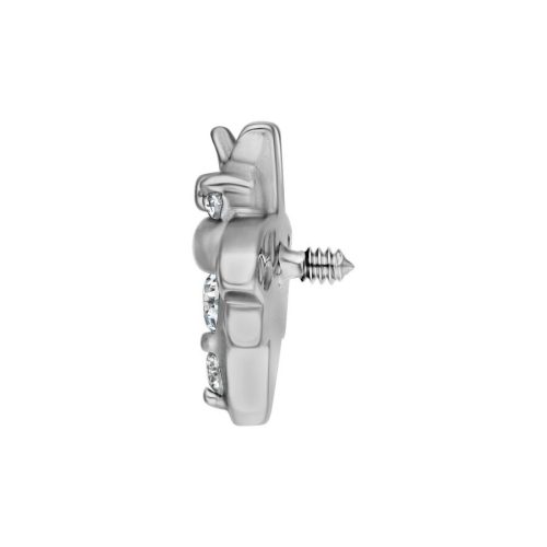 Silberner Bienenaufsatz aus Chirurgenstahl mit Kristallen, Gewindedurchmesser 0,8 mm