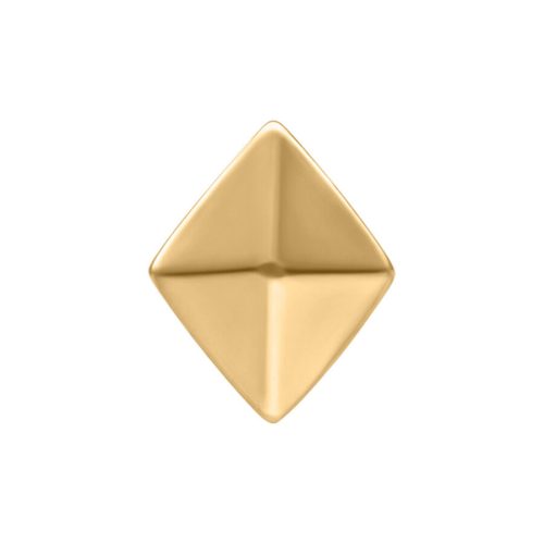 Goldener Pyramidenaufsatz aus Chirurgenstahl auf weißem Hintergrund