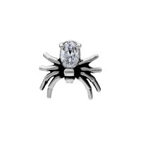 Silberner Spider-Aufsatz aus Chirurgenstahl mit klarem Kristall, 0,8 mm Gewinde