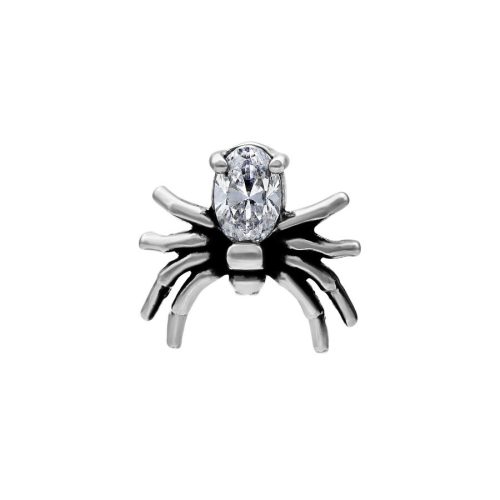 Silberner Spider-Aufsatz aus Chirurgenstahl mit klarem Kristall, 0,8 mm Gewinde