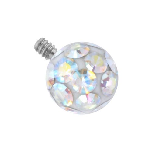 Silberner Aufsatz mit Aurora Boreale Kristallen, 3 mm Kugel
