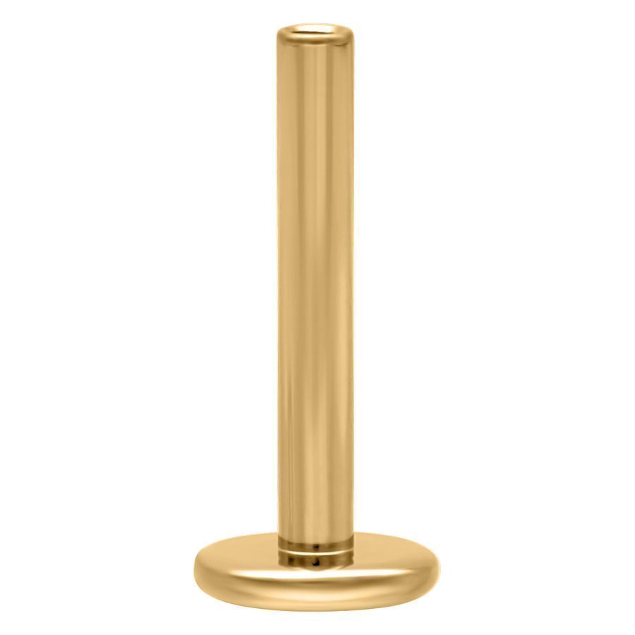 Goldener Labret aus Titan mit Push Fit, 1.0 mm Stärke, 5.0 mm Länge, auf weißem Hintergrund