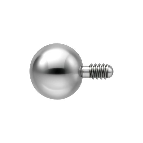 Silberne Kugel für Labret mit Außengewinde, geeignet für Piercings, auf weißem Hintergrund