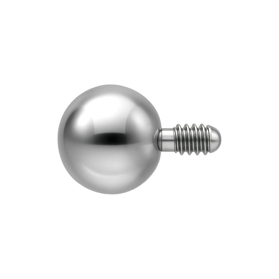 Silberne Kugel für Labret mit Außengewinde, geeignet für Piercings, auf weißem Hintergrund