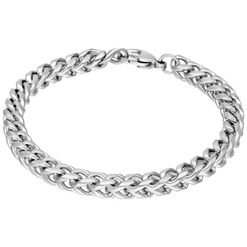 Geflochtenes Armband aus Silber auf weißem Hintergrund