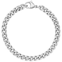 Silbernes geflochtenes Armband aus Chirurgenstahl auf weißem Hintergrund