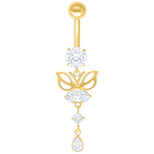 Goldenes Butterfly Bananabell mit Kristallen auf weißem Hintergrund