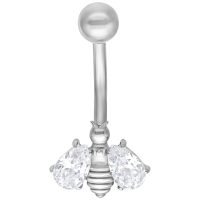 Silbernes Crystal Bee Bananabell mit klaren Kristallen auf weißem Hintergrund