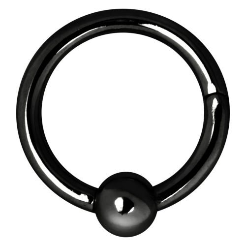 Schwarzer Ball Closure Ring mit Kugel in der Mitte auf weißem Hintergrund