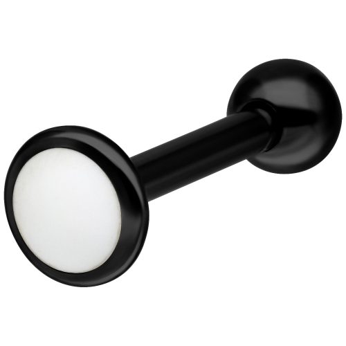 Schwarzes Titan Labret mit weißer Kugel auf weißem Hintergrund