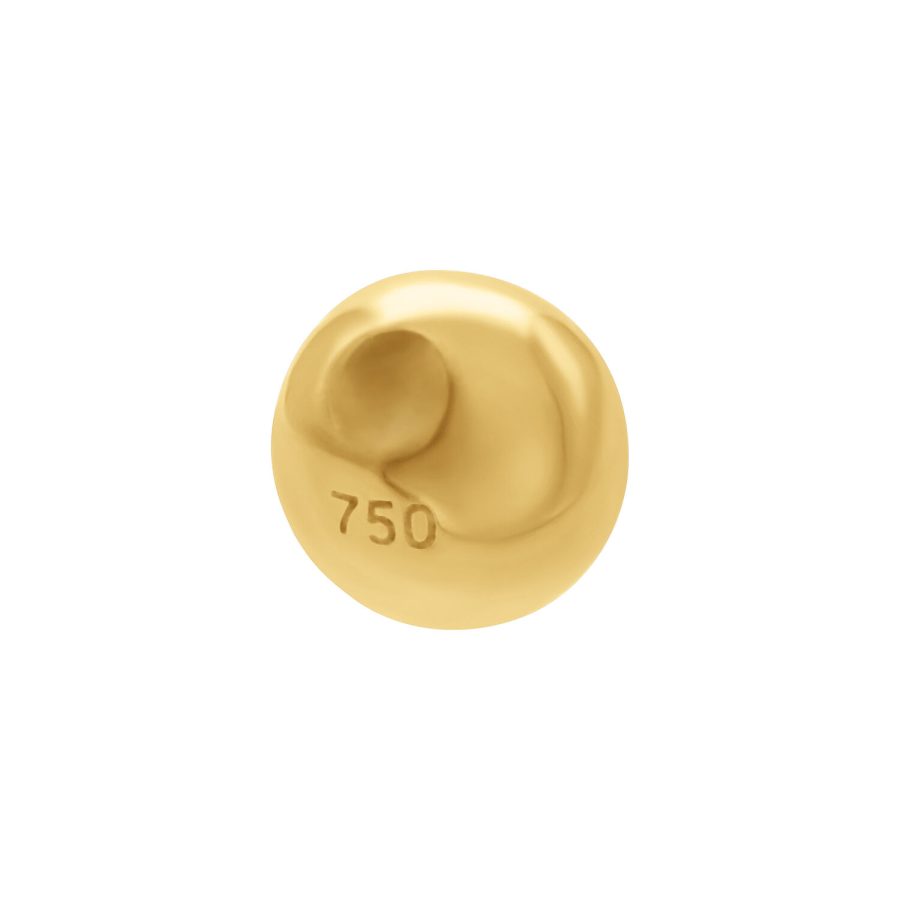 Goldene 18k Clip In Kugel mit 750er Prägung auf weißem Hintergrund