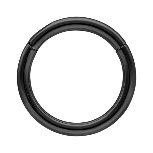 Schwarzer Hinged Ring aus Titan, 14mm Innendurchmesser, 1mm Stärke auf weißem Hintergrund