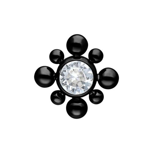 Schwarzer Titan Bubble Aufsatz mit kristallklarem Stein, 3,0 mm Kugel
