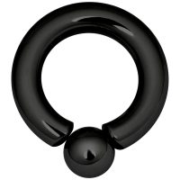 Schwarzer Piercing-Ring aus Titan mit 4 mm Stärke und 12 mm Innendurchmesser auf weißem Hintergrund
