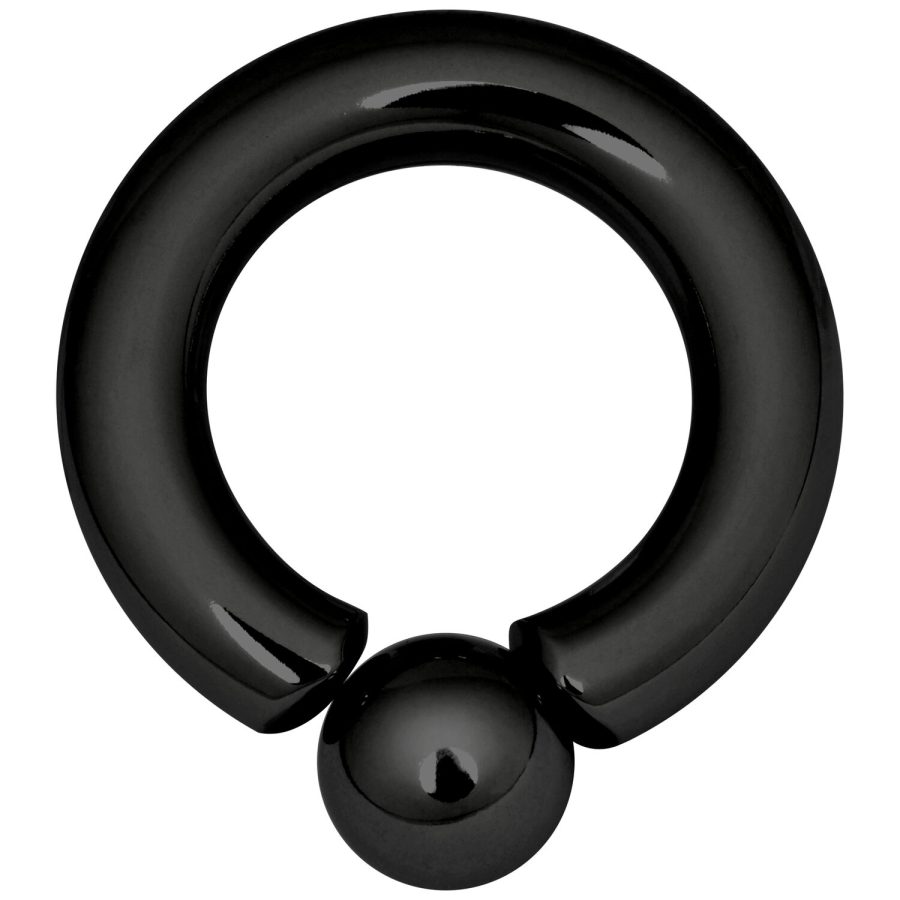 Schwarzer Piercing-Ring aus Titan mit 4 mm Stärke und 12 mm Innendurchmesser auf weißem Hintergrund