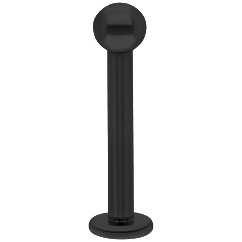 Schwarz glänzender Titan Labret mit 4mm Kugel auf weißem Hintergrund