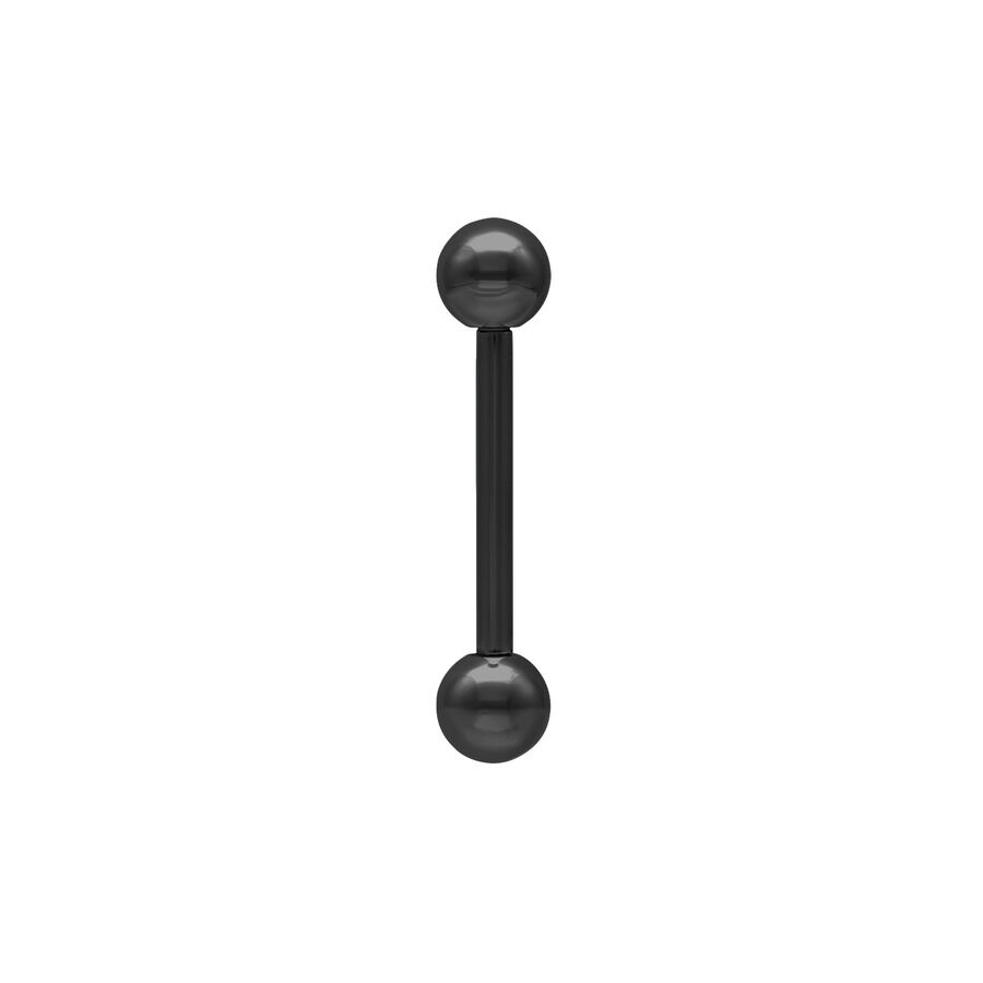 Schwarze Titan Barbell mit zwei Kugeln auf weißem Hintergrund