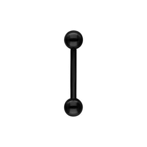 Schwarzer Barbell aus Titan mit zwei Kugeln auf weißem Hintergrund