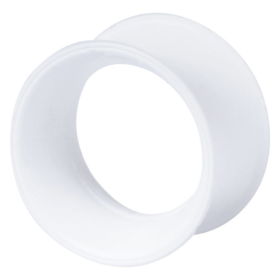 Weißer Kaos Softwear Skin Tunnel aus Silikon, 5,0 mm Größe, auf weißem Hintergrund