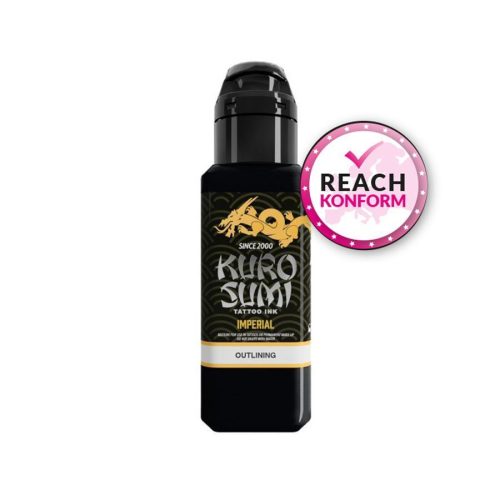 Schwarze Kuro Sumi Tattoo Tinte 44 ml auf weißem Hintergrund