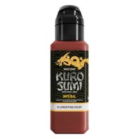 Kuro Sumi Tattoo Tinte in Rotbraun, Flasche auf weißem Hintergrund