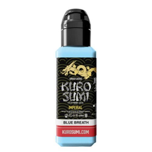 Flasche Kuro Sumi Imperial Blue Breath Tattoo Tinte auf weißem Hintergrund