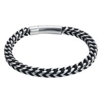 Schwarzes und silbernes Armband aus Nylon und Chirurgenstahl 316L