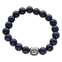 Unisex Moonshine Armband mit dunkelblauen Perlen und silbernem Detail auf weißem Hintergrund