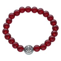 Rotes Bloody Leviathan Knot Armband aus Kunstleder auf weißem Hintergrund