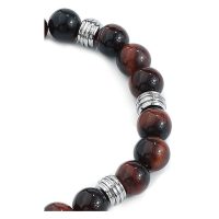 Mahagony Brown Armband aus Chirurgenstahl mit braunen und schwarzen Perlen auf weißem Hintergrund