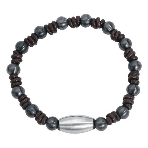 Knot Armband aus braunem Nylon und grauem Chirurgenstahl auf weißem Hintergrund