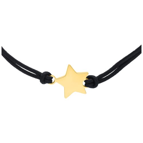 Schwarzes Nylonarmband mit goldenem Stern auf weißem Hintergrund