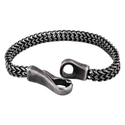 Mattschwarzes Armband mit Lace-Muster aus Chirurgenstahl auf weißem Hintergrund