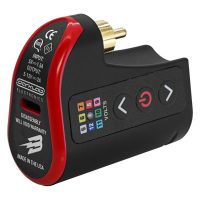 Schwarzes und rotes Fk Irons Lightning Bolt Netzteil aus Aluminium, seitliche Ansicht